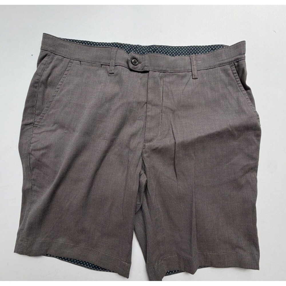 Ted Baker Gray Chino Shorts Pleated Front Button Solid Slash Pockets L 36 in